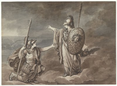 Athene erscheint Telemachos (dem Sohn des Odysseus), Illustration zu Telemaco aus Homers Odyssee von Bartolomeo Pinelli