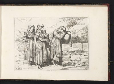 Drei Frauen und ein Kind aus Cervara di Roma von Bartolomeo Pinelli