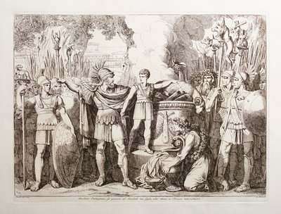 Hamilkar Barkas lässt seinen Sohn Hannibal ewigen Hass auf die Römer schwören von Bartolomeo Pinelli