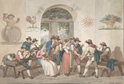 Innenraum eines römischen Gasthauses, 1817 von Bartolomeo Pinelli