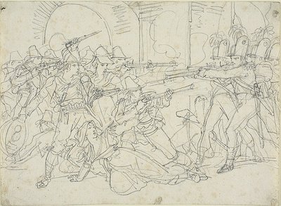 Studie zu Ereignissen aus dem Leben von Massaroni, einem italienischen Banditen von Bartolomeo Pinelli