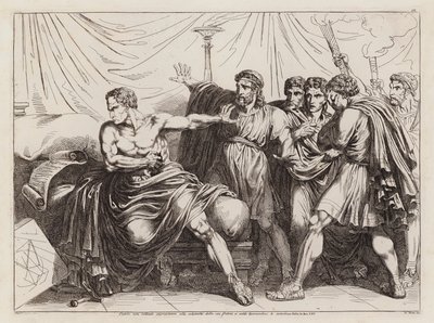 Selbstmord von Cato dem Jüngeren, 46 v. Chr. (Radierung) von Bartolomeo Pinelli