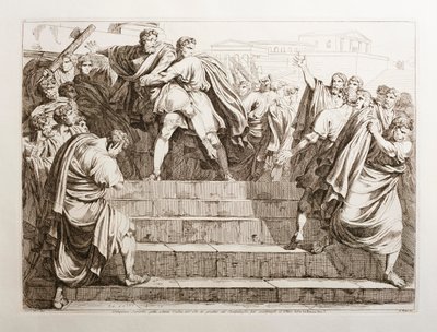 Tarquinius Superbus wirft Servius Tullius die Treppe des Kapitols hinunter von Bartolomeo Pinelli