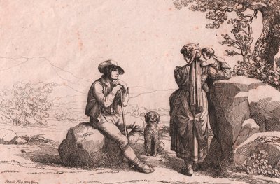Zwei Bürger mit einem Baby und einem Hund in Fraine, Abruzzen von Bartolomeo Pinelli