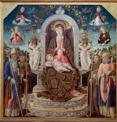 Jungfrau und Kind auf dem Thron, umgeben von Heiligen von Bartolomeo Vivarini