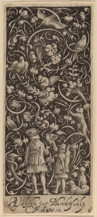 Ornament mit Laub und Vögeln von Bartolomeus van Lochom after Hans Janssen