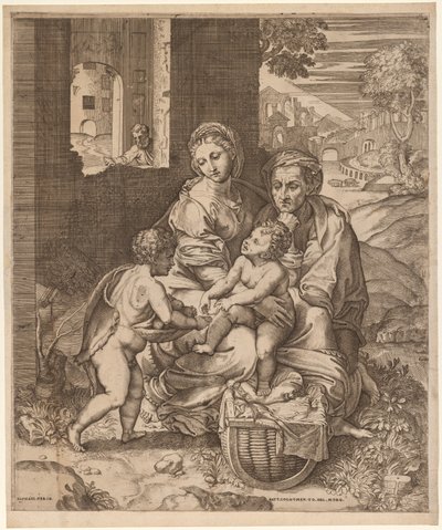 Die Heilige Familie (La Perla) (nach Raphael) von Battista Angolo del Moro