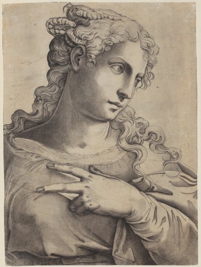 Junge Frau, nach rechts blickend von Battista Franco