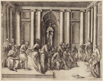 Zwölfjähriger Jesus diskutiert mit den Tempelgelehrten von Battista Franco