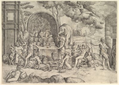 Die Hochzeit von Amor und Psyche rechter Flügel, ca. 1530-61 von Battista Franco Veneziano
