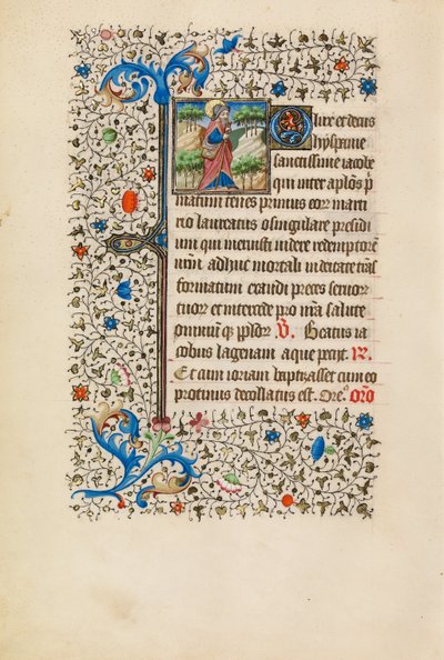 Heiliger Jakobus als Pilger mit Geldbeutel und Stab von Bedford Master