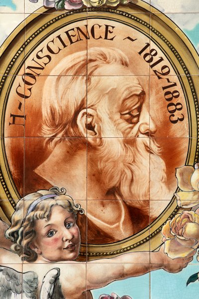 Bar-Interieur (Café "Local Unique"). Keramiktafel. Helman céramiques Bruxelles. von Belgian School