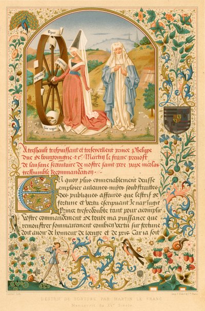 LEstrif de Fortune von Martin le Franc. Manuskript des 15. Jahrhunderts von Belgian School