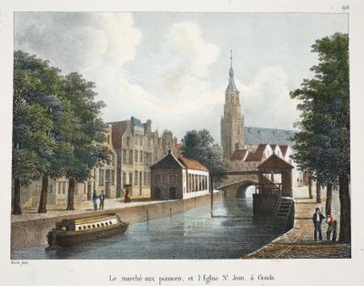 Der Fischmarkt und die St.-Johannes-Kirche in Gouda, ca. 1895 von Belgian School
