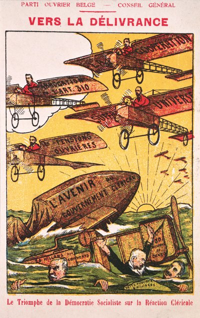 Plakat, das die Belgische Arbeiterpartei bewirbt, vor 1914 von Belgian School