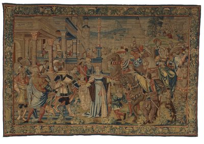 Wandteppich, Salomo und die Königin von Saba, hergestellt in Brüssel, Belgien von Belgian School