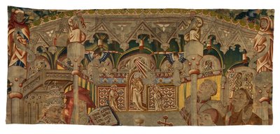 Wandteppichfragment, das ein Wunder des Heiligen Sakraments darstellt, hergestellt in Tournai, Belgien von Belgian School