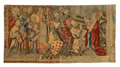 Wandteppichfragmente aus einem Wandteppich, der die Sieben Sakramente darstellt, hergestellt in Tournai, Belgien von Belgian School