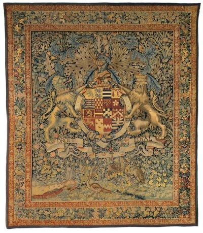 Verdure-Wandteppich mit den Wappen von Robert Dudley, Earl of Leicester, hergestellt in Flandern, Belgien, ca. 1570-85 von Belgian School