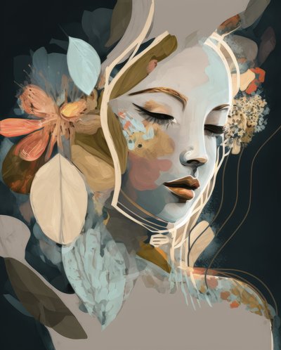 Träumerisches botanisches Porträt von Bella Eve