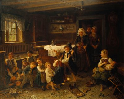 Kinder, die in einem Innenraum spielen, 1873 von Bengt Nordenberg