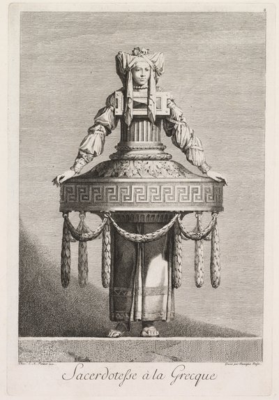 Maskerade à la Grecque: Priesterin à la Grecque (Tafel 8) von Benigno Bossi