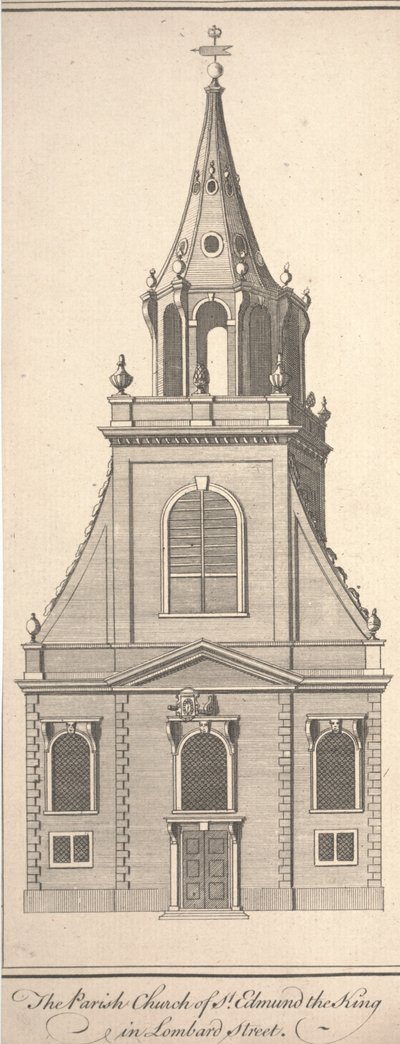 Die Pfarrkirche St. Edmund the King in der Lombard Street, ca. 1750 von Benjamin Cole