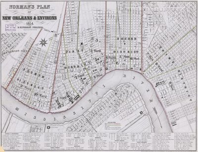 Normans Plan von New Orleans und Umgebung von Benjamin Moore Norman