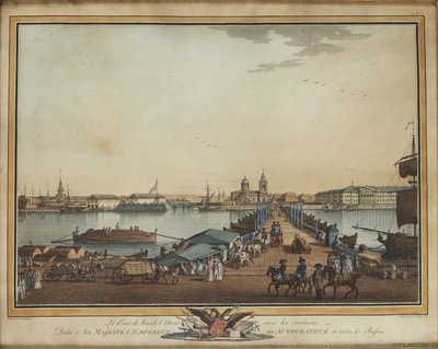 Die Austauschbrücke auf der Wasiljewski-Insel, 1799 von Benjamin Paterssen