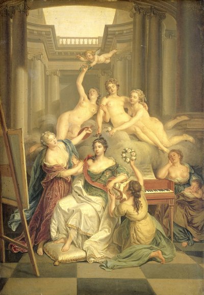 Frederika Sophia Wilhelmina von Preußen (1751-1820). Frau von Prinz Willem V, im Tempel der Künste von Benjamin Samuel Bolomey