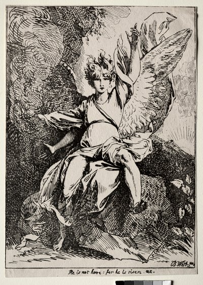 Beispiele der Polyautographie: Der Engel am Grab Christi von Benjamin West