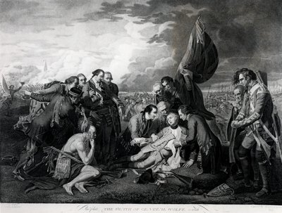 Der Tod von General Wolfe (1727-59) 1759, gestochen von Augustin Legrand (Stich) von Benjamin West
