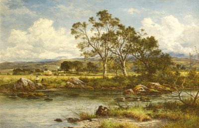 Erntezeit - Am Ufer des Llugwy von Benjamin Williams Leader