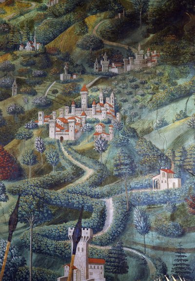 Burgen (Detail) von Benozzo di Lese di Sandro Gozzoli