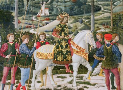 Johannes VII. Palaiologos 1391-1448, oströmischer Kaiser, als einer der Heiligen Drei Könige, Detail aus dem Zyklus der Reise der Heiligen Drei Könige in der Kapelle, ca. 1460 (Detail) von Benozzo di Lese di Sandro Gozzoli