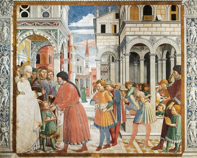 Der heilige Augustinus wird von seinen Eltern zum Grammatiklehrer in Tagaste gebracht von Benozzo di Lese di Sandro Gozzoli