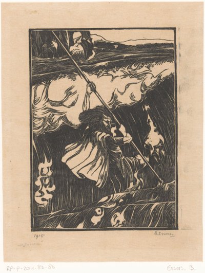 Cuchulainn kämpft gegen die Brandung von Bernard Essers (signed by artist)