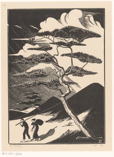 Dünenmulde mit zwei Figuren von Bernard Essers (signed by artist)