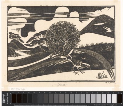 Zwei Fasane in einer Hügellandschaft von Bernard Essers (signed by artist)