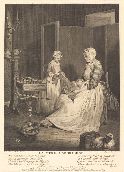 Die fleißige Mutter von Bernard Lépicié after Jean Siméon Chardin