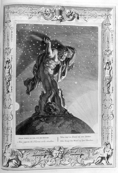 Atlas trägt den Himmel auf seinen Schultern, 1733 von Bernard Picart
