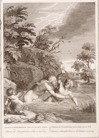 Salmacis und Hermaphroditus vereint in einem Körper, 1731 von Bernard Picart
