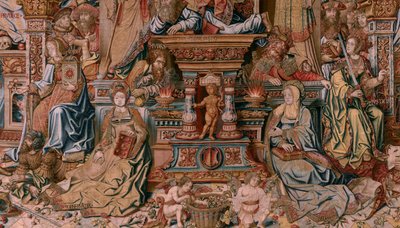 Flemischer Wandteppich. Serie Die Ehren. Glaube. Erster Wandteppich in der Serie. Modell Zeichner aus dem Kreis von Bernard van Orley und Jan Gossaert (Mabuse). Herstellung Pieter van Aelst, Brüssel. Ca. 1550. Stoff Gold, Silber, Seide und Wolle. von Bernard van Orley