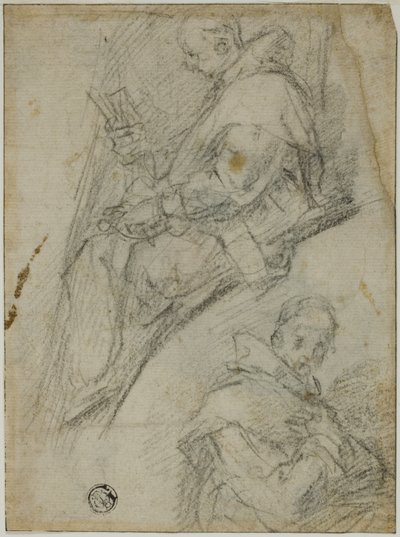 Zwei Studien von Kartäusern (recto); Drei Skizzen von Köpfen von Kartäusern (verso) von Bernardino Poccetti