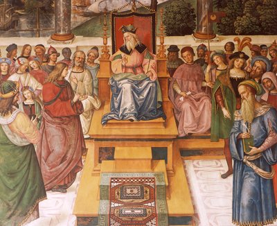 Enea Silvio Piccolomini trifft König Jakob I. von Schottland (Detail) von Bernardino di Betto Pinturicchio