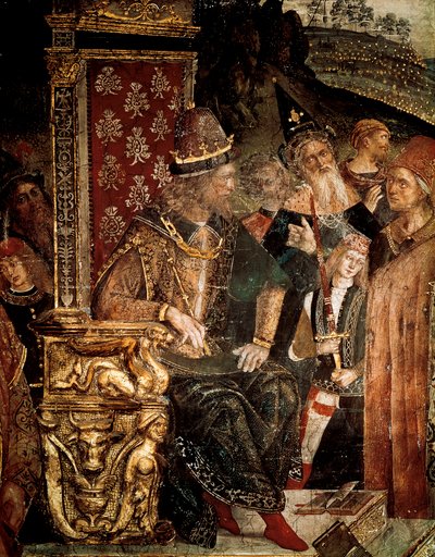 Die Auseinandersetzung der Heiligen Katharina von Alexandria mit Philosophen vor dem römischen Kaiser Maximian Hercules (Detail) von Bernardino di Betto Pinturicchio