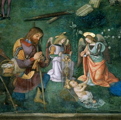 Christuskind (Detail der Geburt Christi) von Bernardino di Betto Pinturicchio