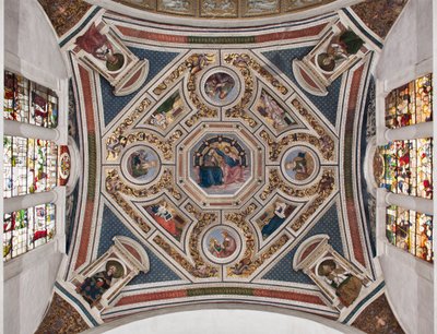 Die Krönung der Jungfrau „Die vier Evangelisten“, „Die Sibyllen“ und „Die Kirchenlehrer“ Gewölbe des Chors von Pinturicchio (Bernardino di Betto) (1454-1513) - 1508-1510 Basilika Santa Maria del Popolo (Kirche Santa Maria del Pop von Bernardino di Betto Pinturicchio