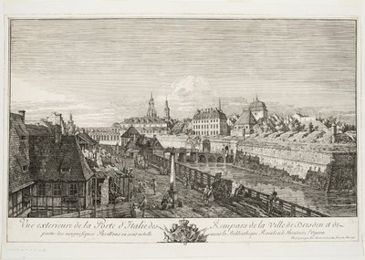 Außenansicht des italienischen Tores der Stadtmauern von Dresden von Bernardo Bellotto