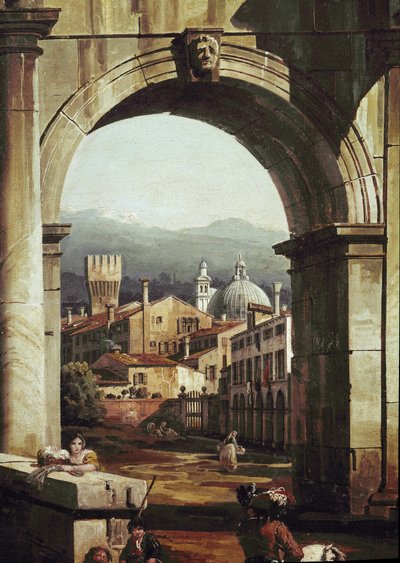 Römische Caprice mit Tür und Wänden (Detail) von Bernardo Bellotto
